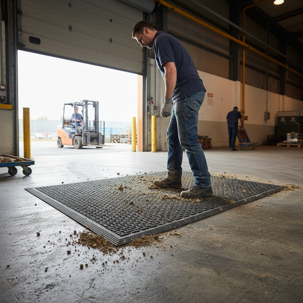 Premium Heavy Duty Soilscraper Entrance Mat 90x150cm - Durable Rubber with Anti-Slip and... - side view | Barriers Co