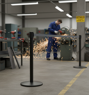 Premium Compact Stanchion with 3.4m Retractable Belt for Low-Visibility Queue Control and Floor Protection