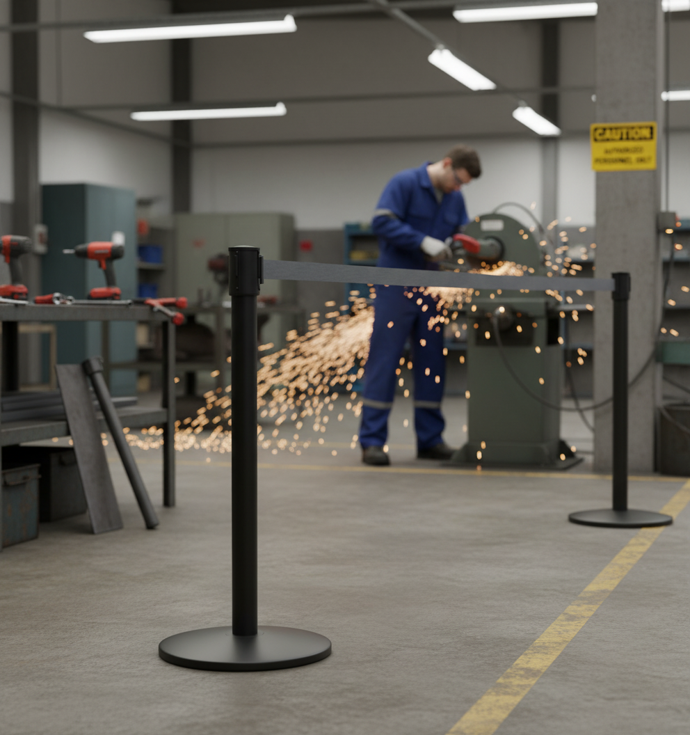 Premium Compact Stanchion with 3.4m Retractable Belt for Low-Visibility Queue Control and Floor Protection