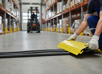 Premium Heavy Duty Cable Protection Ramp - Durable Rubber, 275 × 40 × 1000 mm, for Hoses and Cables Safety