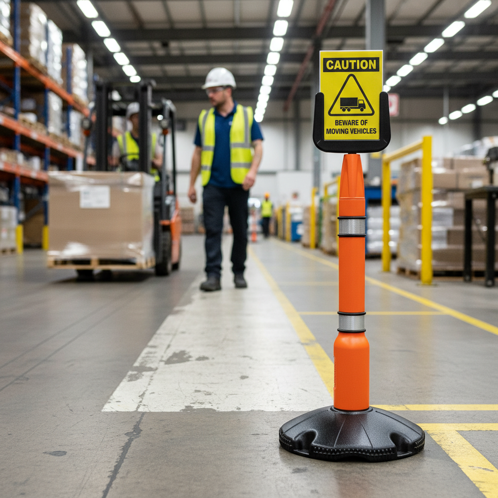 Premium Heavy Duty Queue Management Barrier Post System with A4 Sign Holder and High Visibility Features