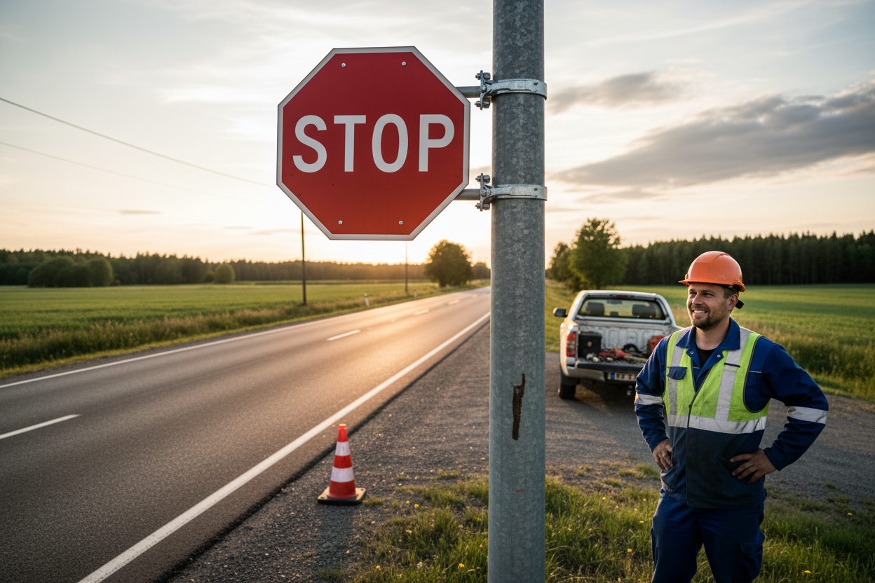 Premium Complete Mounting Kit for Traffic Signs with 2.98m Pole and Tube Foundation