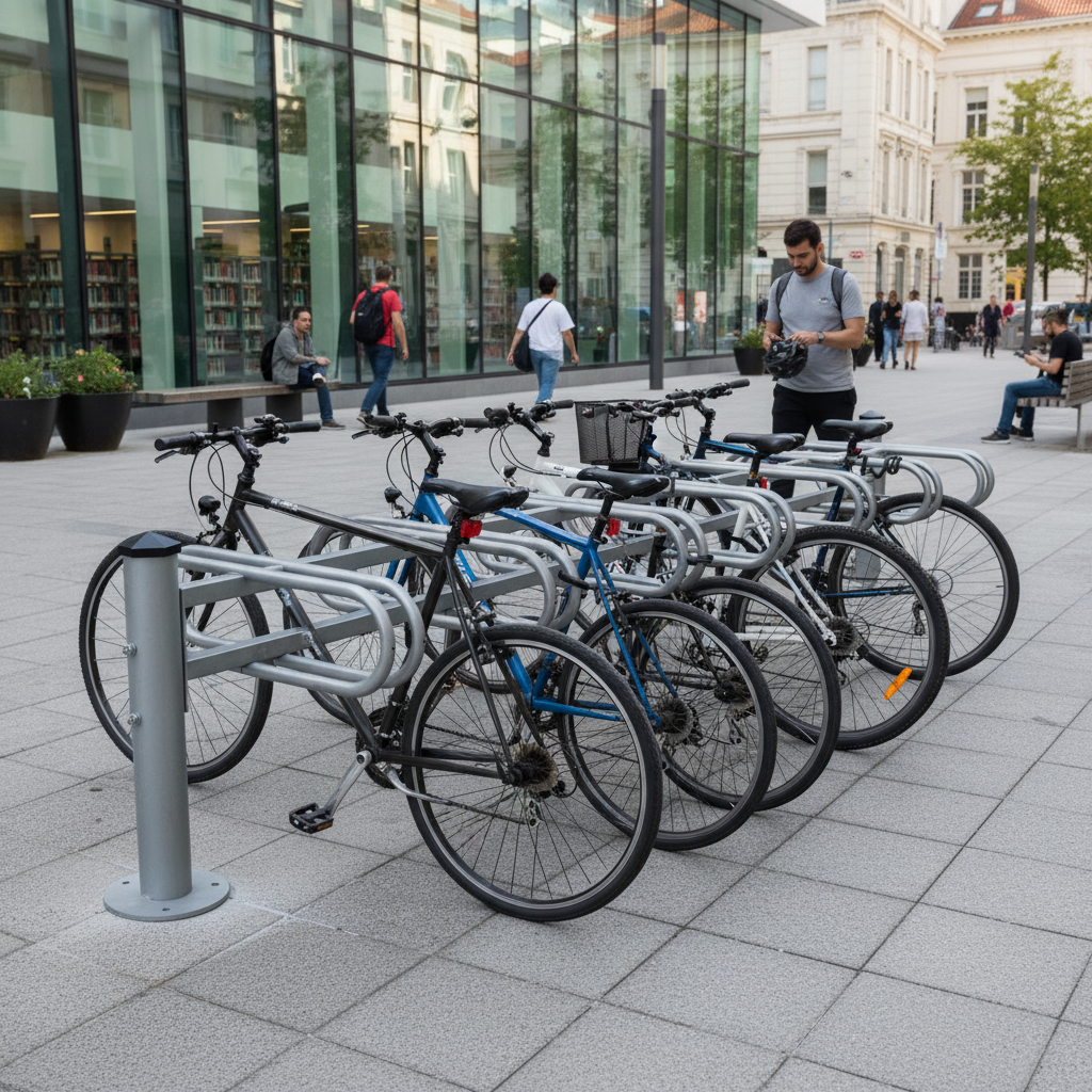 Professional Double-Sided Bike Rack for 6 Bikes - Galvanised Steel Construction with Corrosion... - side view | Barriers Co