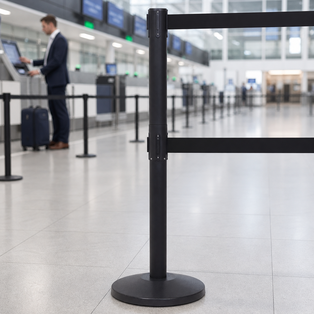 QueuePro Twin Belt Barrier System 3.4m for Airports & Retail
