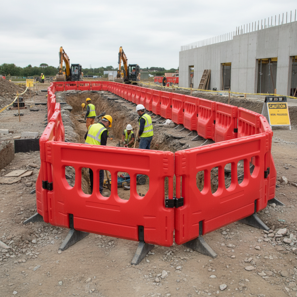 Premium Water-Filled Pedestrian Barrier System - Stacking Design, No Assembly, Cost-Efficient... - side view | Barriers Co