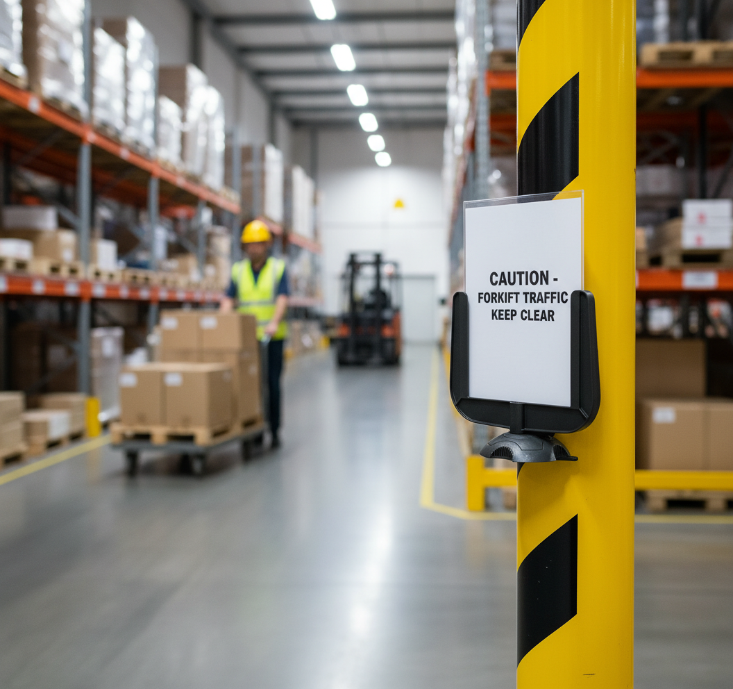 Premium A4 Sign Holder - DIN A4 Size, Black with Transparent Insert for Effective Display