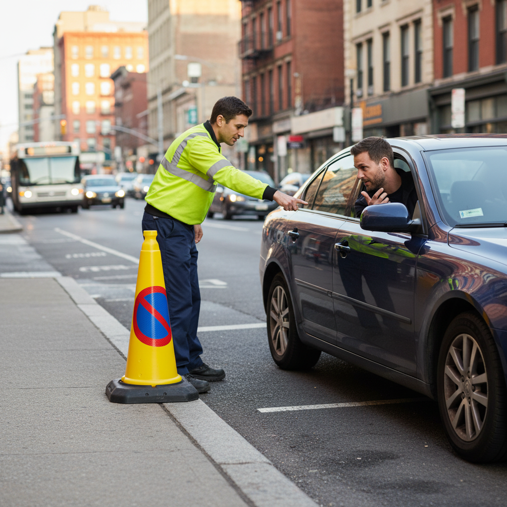 Professional No Waiting Traffic Cone with Reflective Symbol for Private Use - Durable PVC Base... - side view | Barriers Co