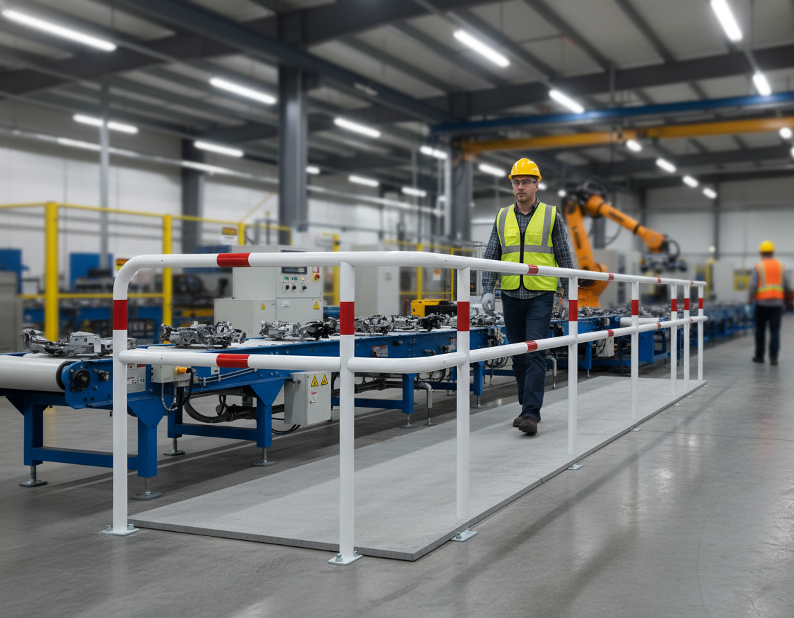 Premium Modular Railing Fence System with Heavy-Duty Steel Construction and High-Visibility Design for Outdoor Safety