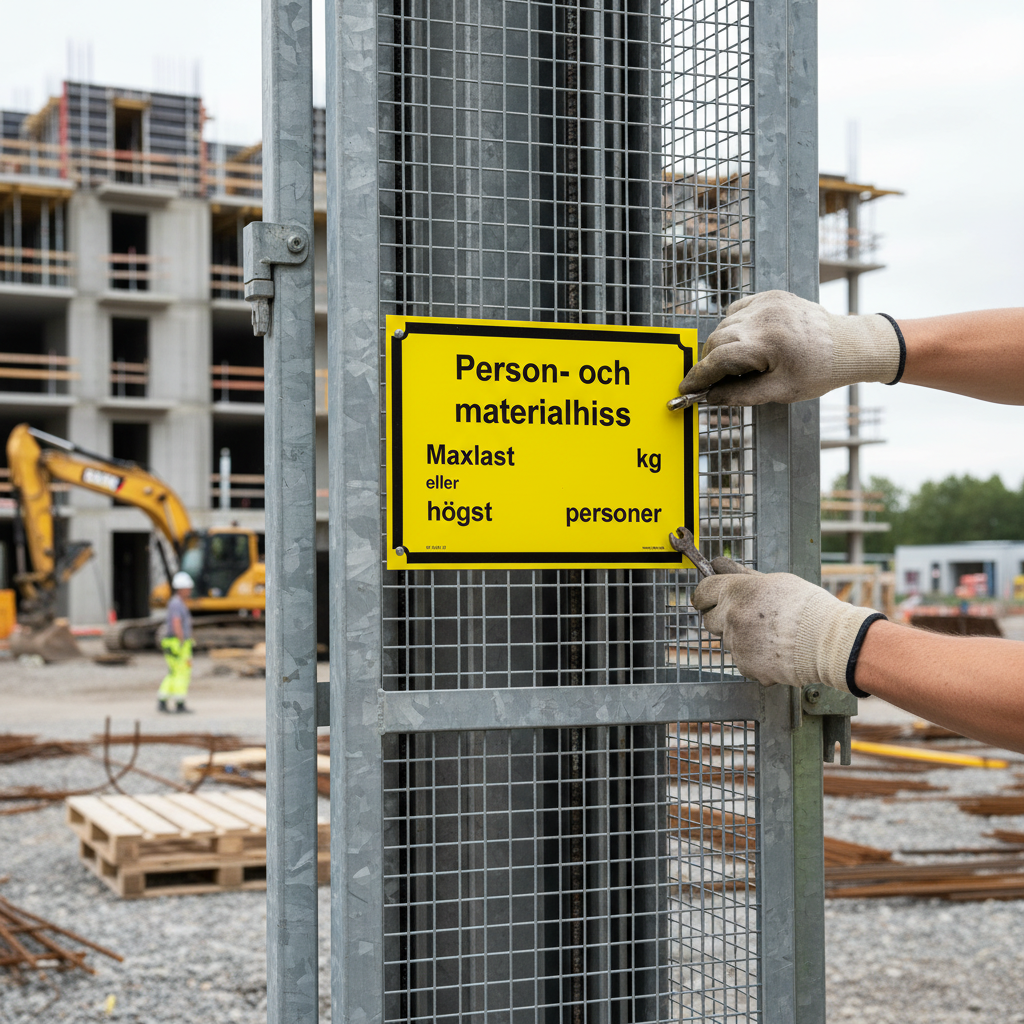 Premium Warning Sign for Personnel and Material Lift - Self-Adhesive, Plastic, Magnetic, and Aluminum Options Available