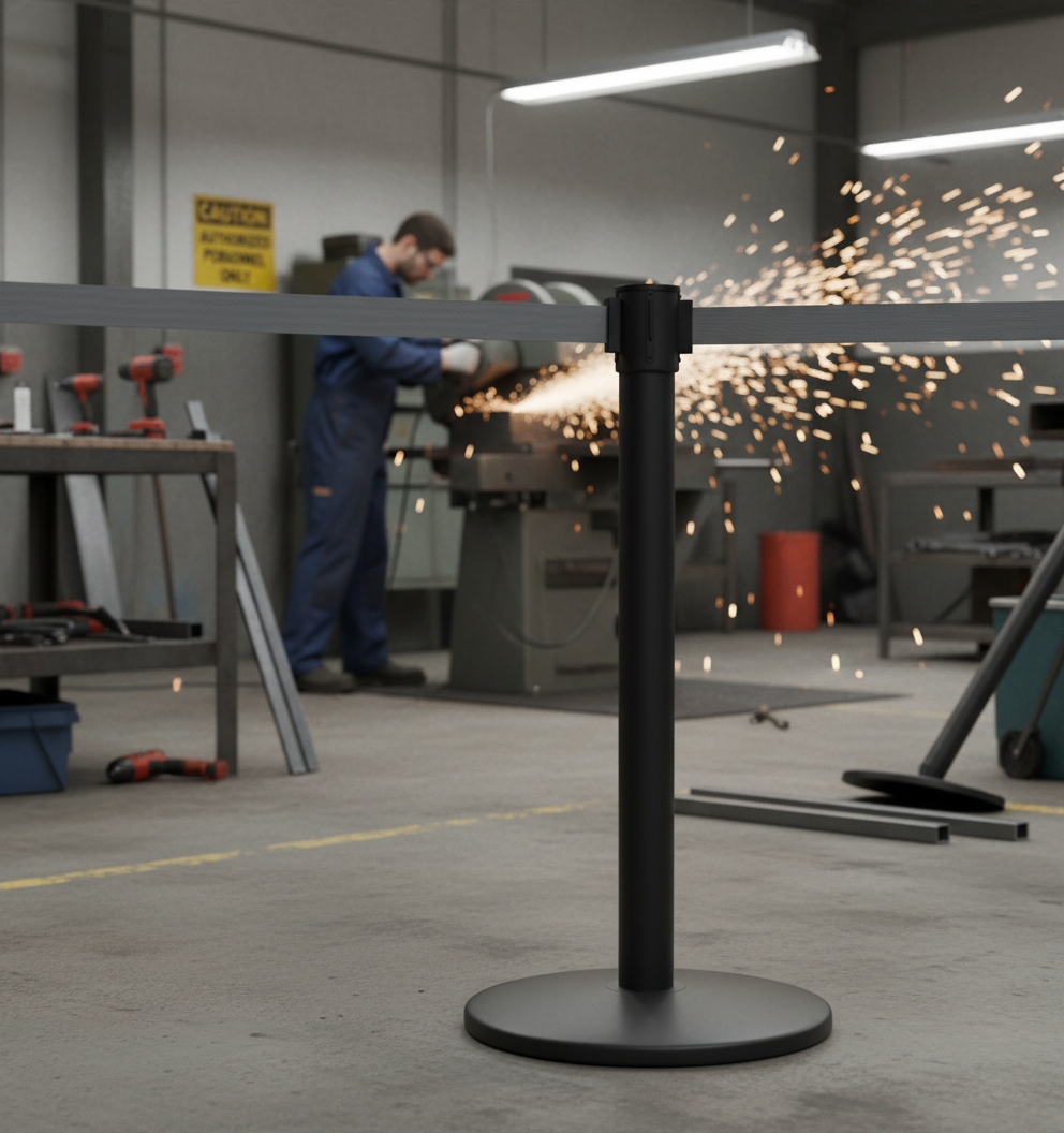 Premium Compact Stanchion with 3.4m Retractable Belt for Event Queue Control and Floor Protection