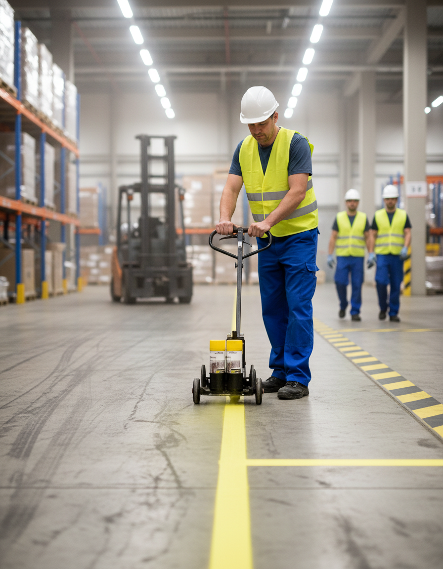 Premium High-Performance Floor Marking Paint for Clear Industrial Markings, Ideal for Walkways, Storage Zones, and Hazard Highlighting
