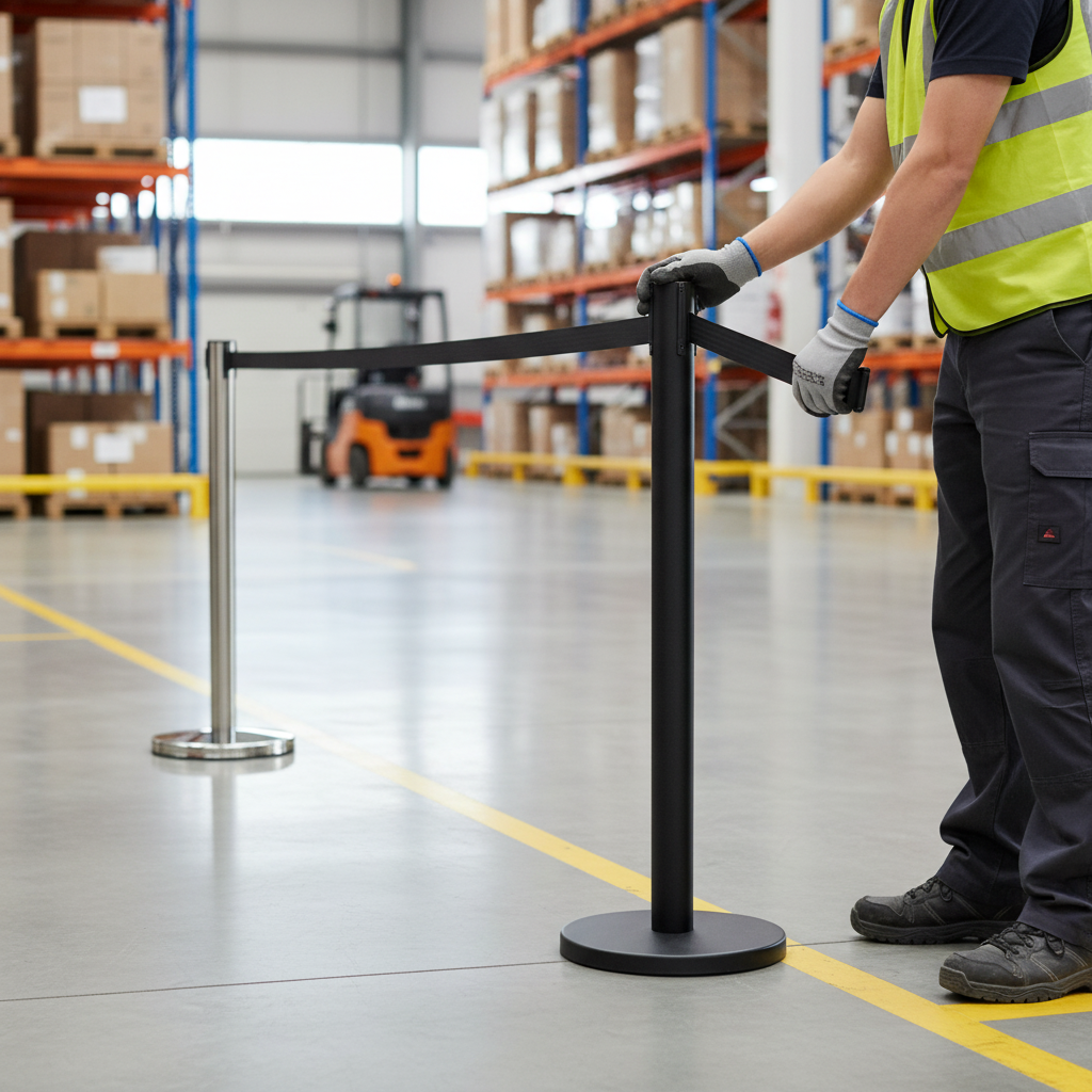 Professional Receiver Post for Belt Stanchions - Heavy Duty Steel with Weighted Base for Queue Management in Indoor Environments