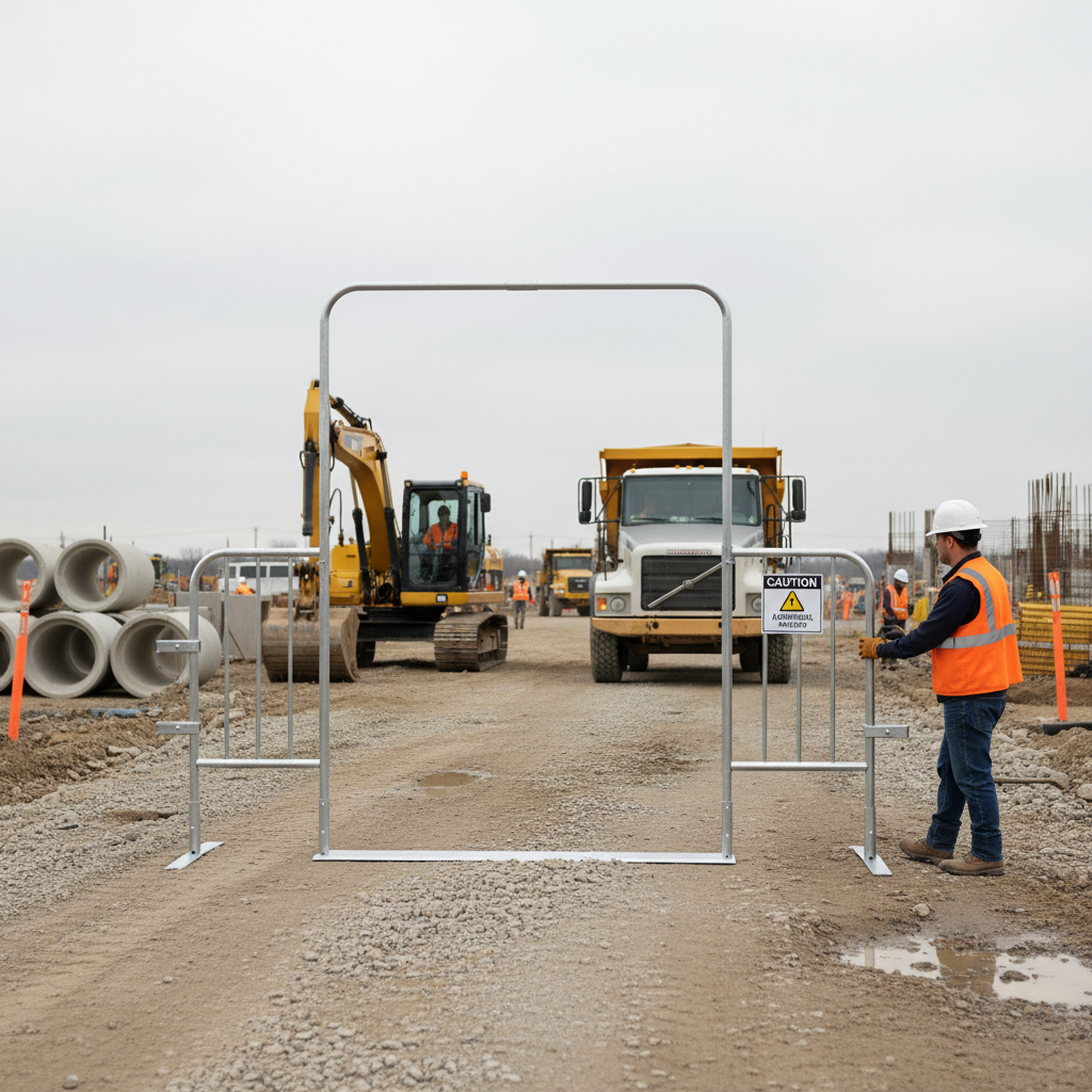 Heavy Duty Barrier Gate with Durable Tubular Steel Construction, Space-Saving Foldable Design, and Secure Connectors for Event and Construction Sites