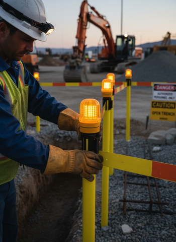Premium High-Performance Safety Light for Retractable Belt Barriers - Long Battery Life and Easy Installation