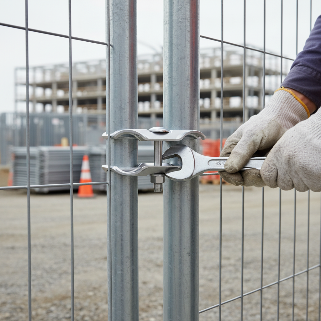Premium Connecting Clamp for Mobile Fences - M10 x 60 mm, Hot-Dip Galvanized for Corrosion Resistance and Enhanced Stability