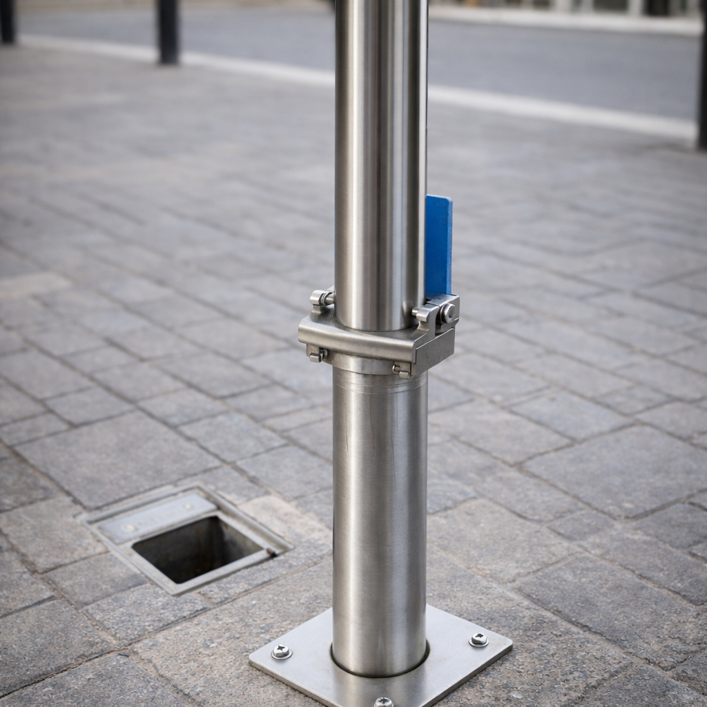 Retractable Bollard – Stainless Steel – Heavy Duty – Commercial Use