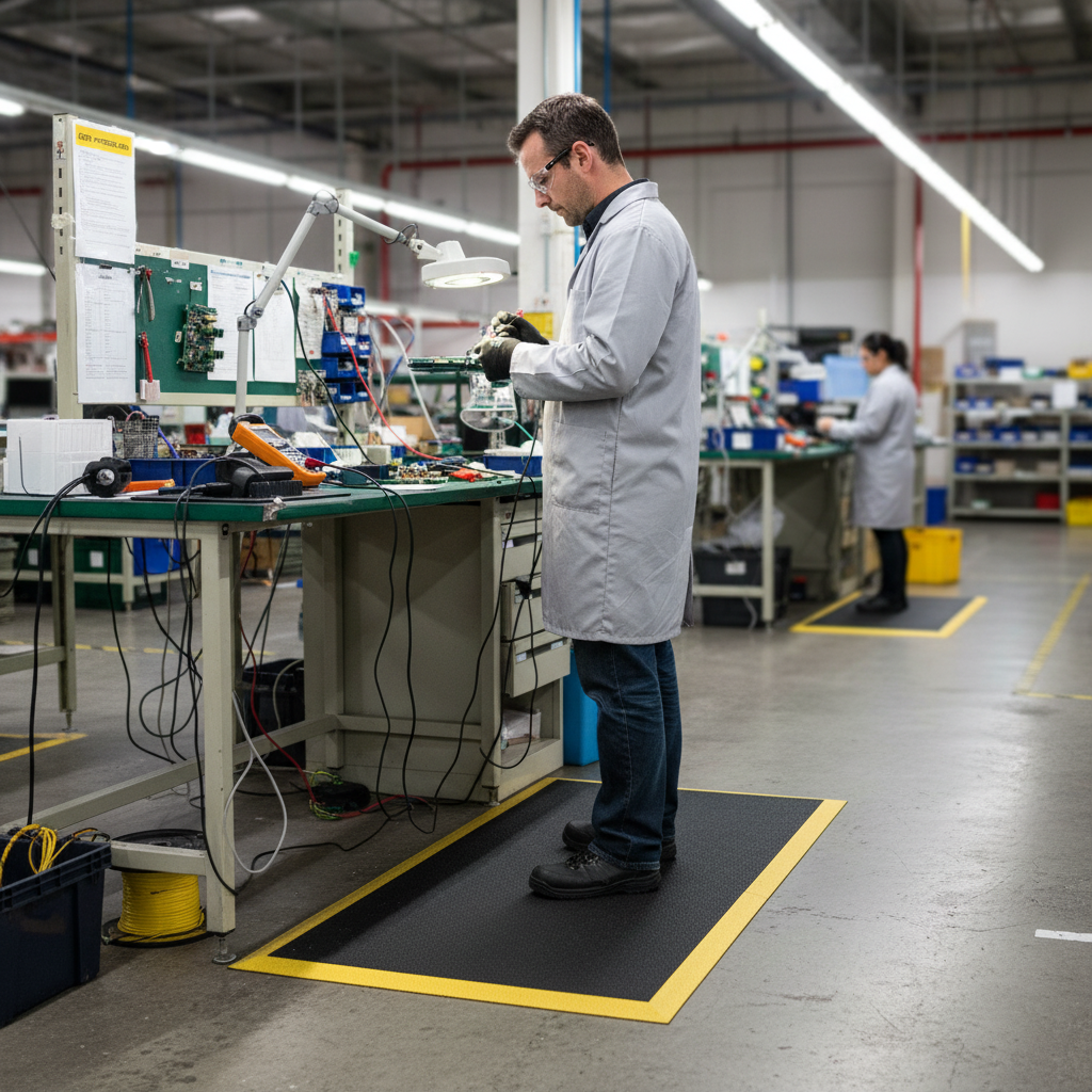 Premium Anti-Fatigue ESD Mat with Static Dissipation for Electronics Workspaces - High-Quality... - side view | Barriers Co