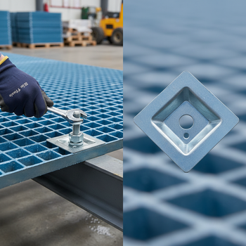 Heavy Duty Square Fixing Clip for GRP Anti-Slip Grating - Corrosion-Resistant Stainless Steel