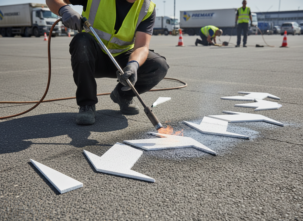 Premium Thermoplastic Road and Facility Symbols - Arrowhead Design for Quick Installation and Long-Term Durability