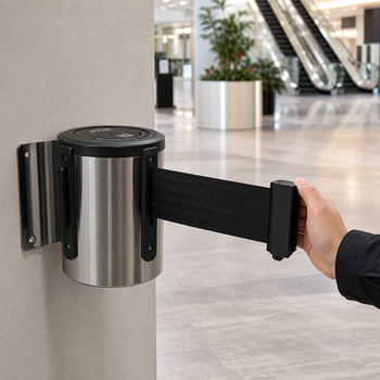 Wall-Mounted Retractable Belt Barrier System 6.1m - 10.6m for Large Spaces