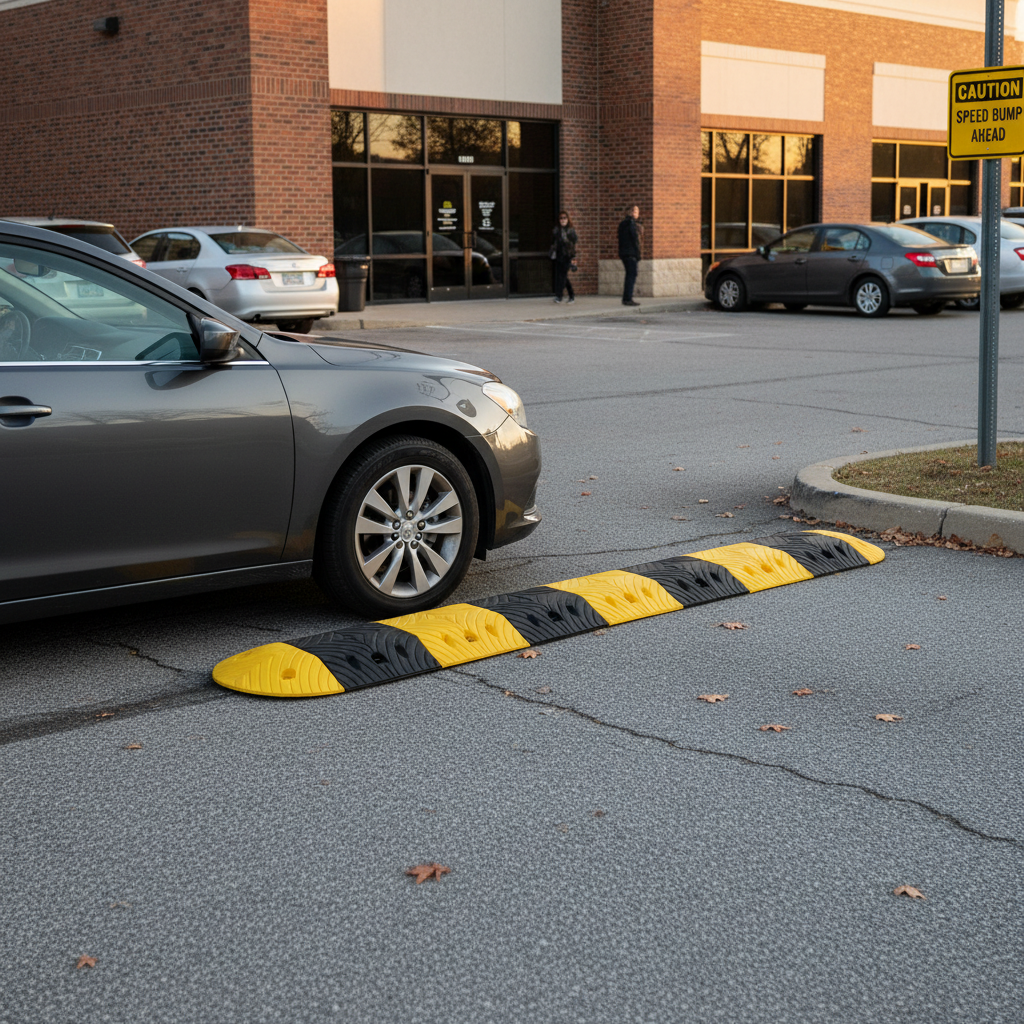 Professional Flat Top Speed Bump Kit - Durable Virgin Rubber for Traffic Control with Two Size Options