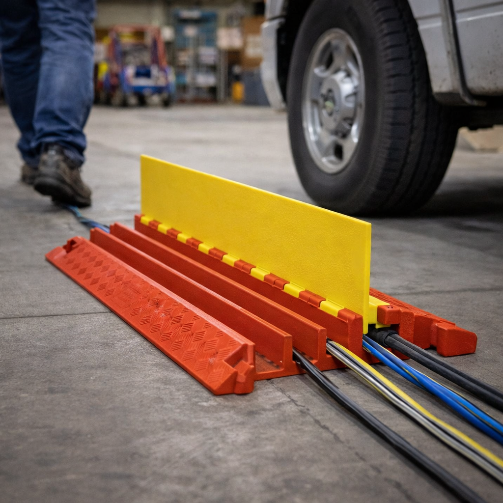 3 Channel Cable Protector – Orange/Yellow – Heavy Duty – Industrial Use