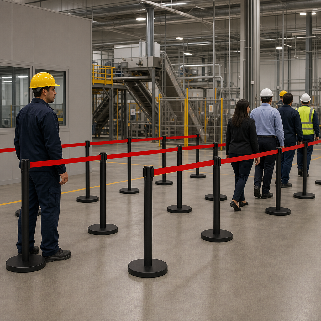 Belt Stanchion with 3m Red Belt for Event Management (Pack of 10)
