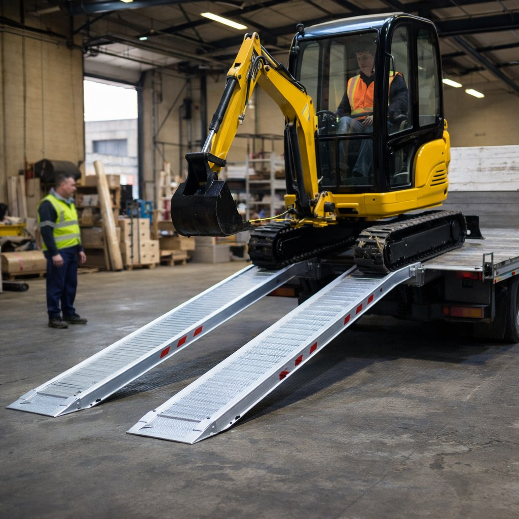 Aluminium Loading Ramps – 5000mm x 480mm – 2770kg Capacity – Plant & Digger Use