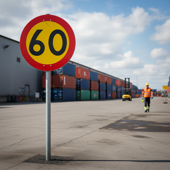 Premium Prohibition Sign - Maximum Speed 60 km/h, Ø 600 mm for Traffic Safety - High-Quality Professional Grade for Industrial and Commercial Appli...