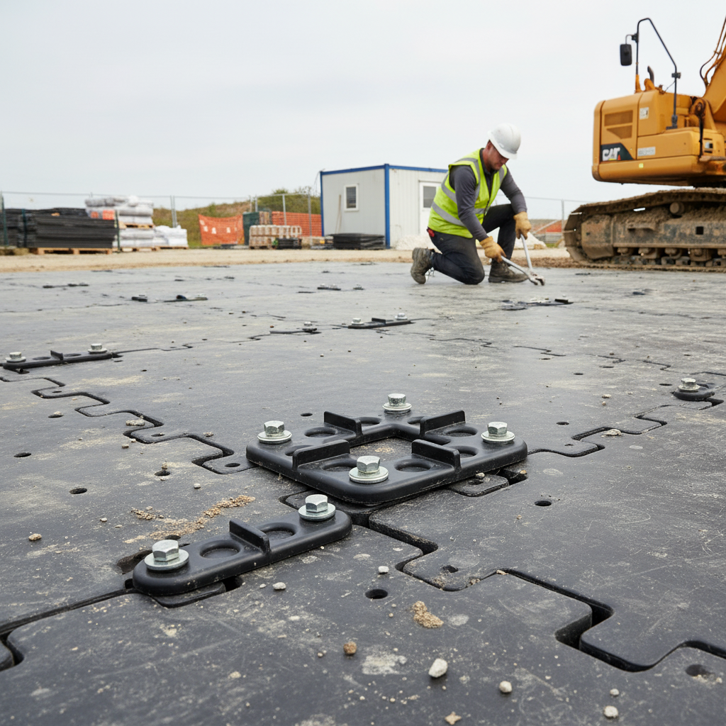 Premium Heavy Duty 2-Way and 4-Way Connectors for Ground Protection Mats - Urethane Construction with M10 Bolt Fixing | Barri
