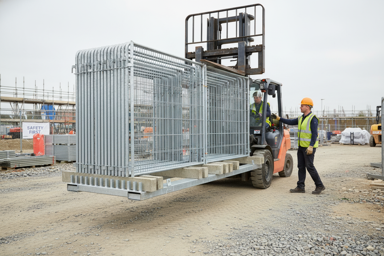 Premium Heavy Duty Transport Pallet for Temporary Fence Panels - Holds 30 Panels, Galvanized Steel Construction for Safe Handling and Storage