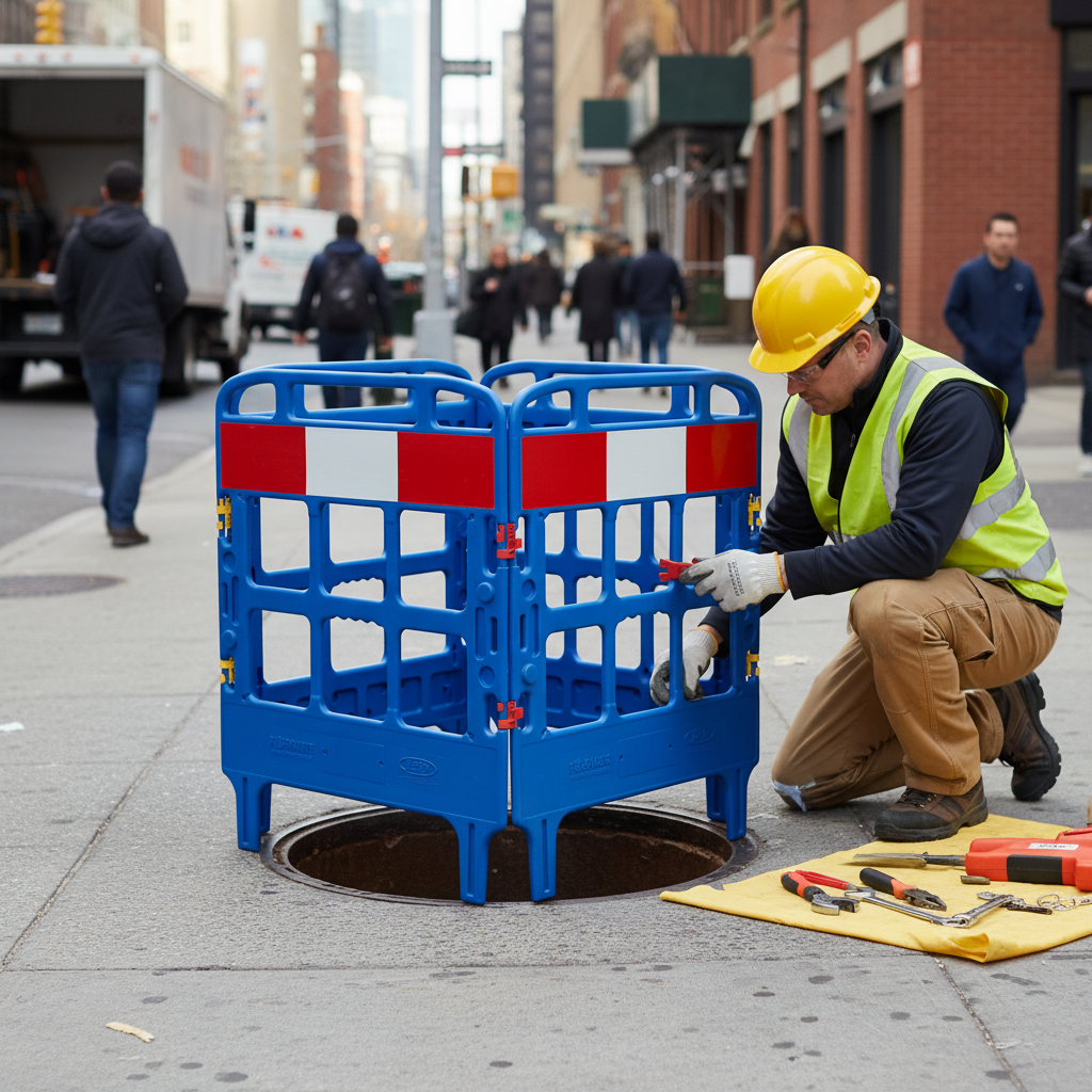 Premium Folding Manhole Barrier - Durable UV Stabilised HDPE for Utility Work - High-Quality Professional... | Barriers Co
