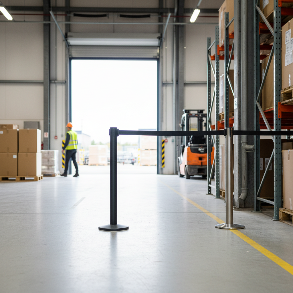 Premium Heavy Duty Stanchion with 2.3m Long Belt and Strong Magnet Foot for Indoor and Outdoor Use