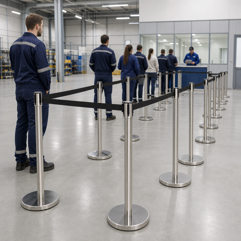 Belt Stanchions with Retractable Black Belt for Event Management (Pack of 20)