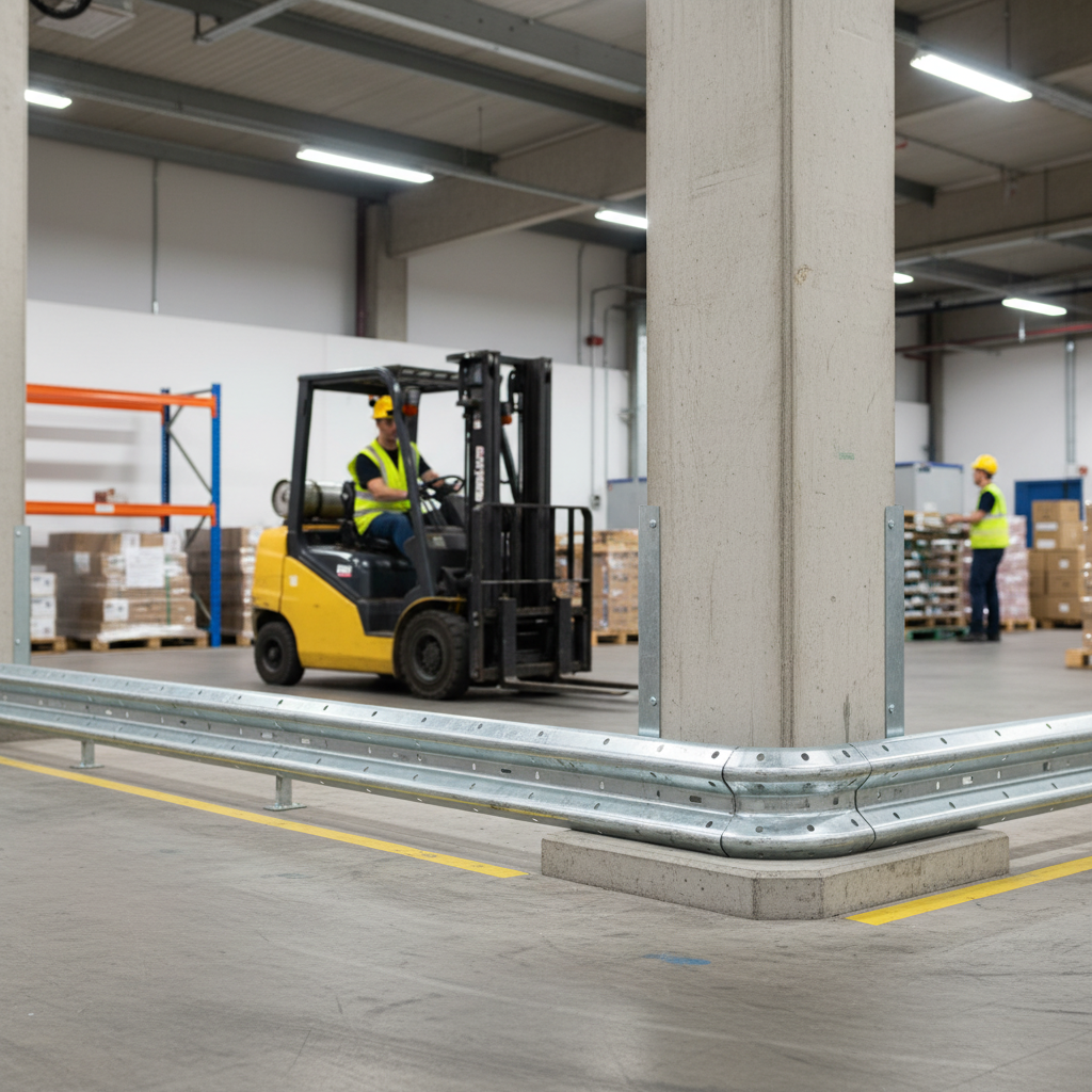 Premium Rigid Internal Corner Barrier - Galvanised Steel for 90° Angles with Enhanced Safety... - side view | Barriers Co