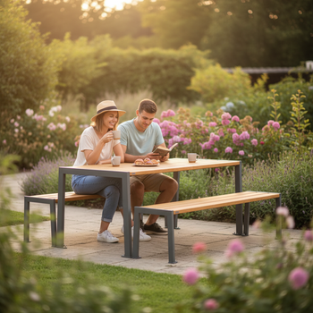 Premium 1.8m Picnic Bench Set with Durable Steel Frame and Low-Maintenance Recycled Plastic