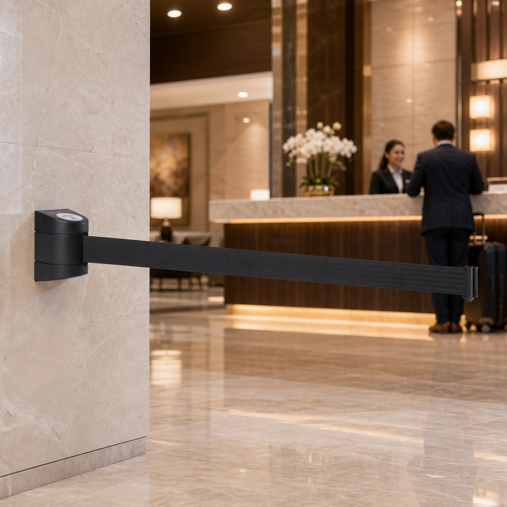 WallPro 400 Belt Barrier System 4.6m x 50mm ABS for Hotel Lobbies