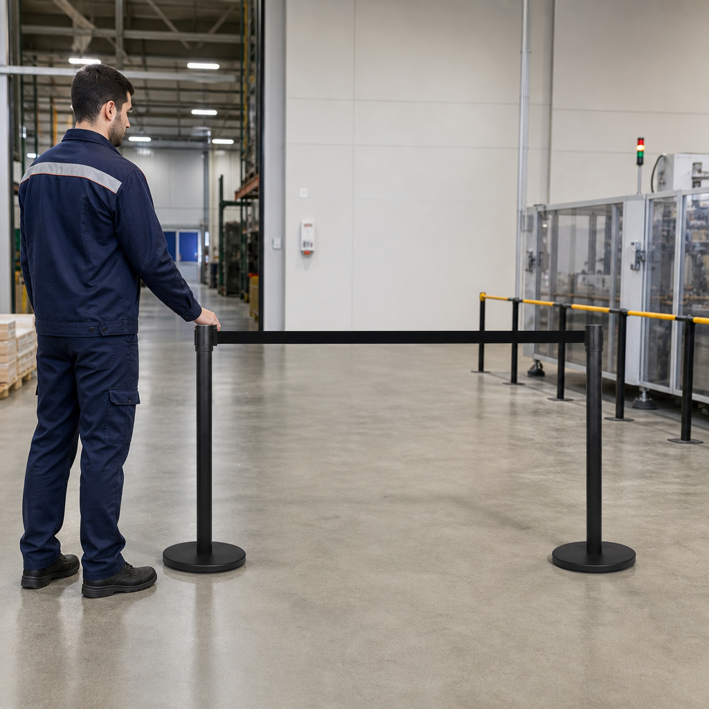 Belt Stanchion Set with 3m Retractable Belt for Event Management (Pack of 2)