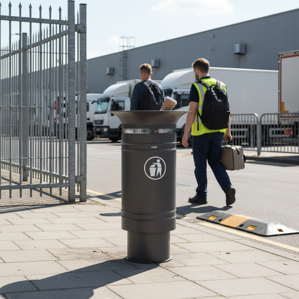 Premium Outdoor Rubbish Bin 60L Capacity with Flared Opening and Hollow Base for Efficient... - side view | Barriers Co