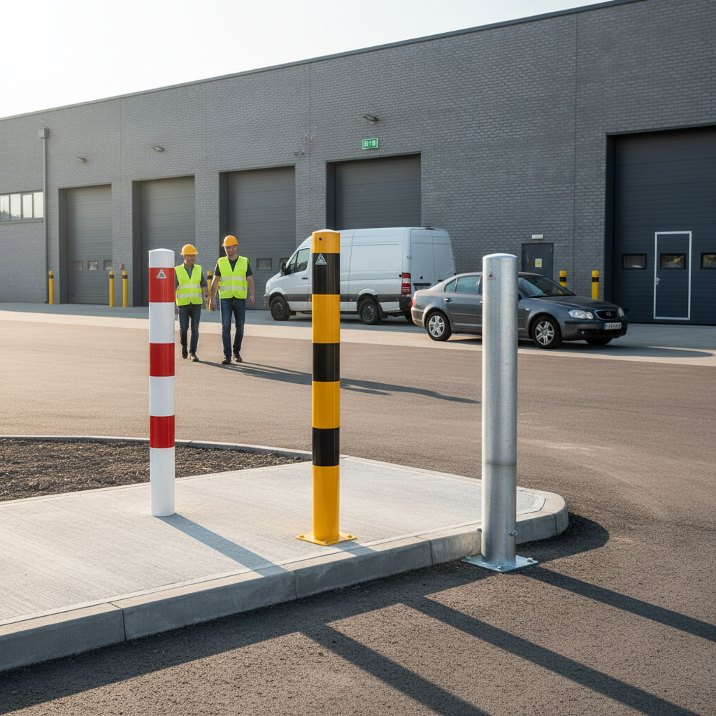 Premium Heavy Duty Steel Bollards with High-Visibility Reflective Stripes, Ø89-108mm for Traffic Control and Safety