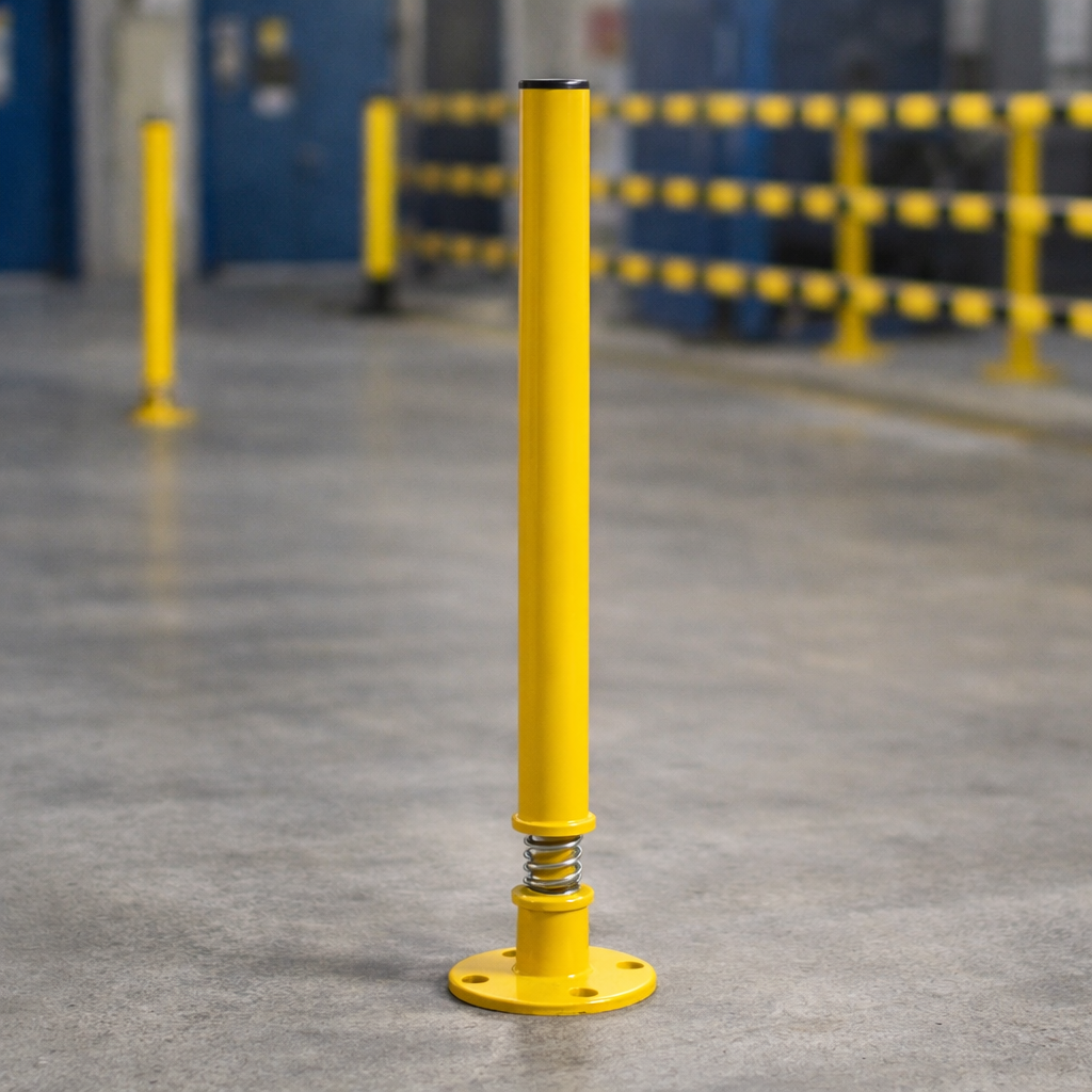 Security Bollard – Yellow – Fixed Spring – Outdoor Use