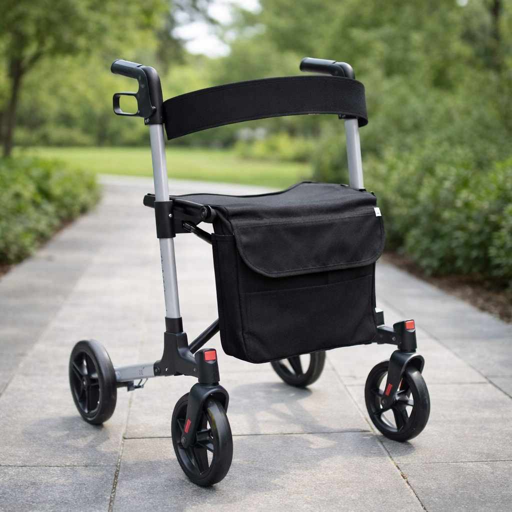 Folding Rollator – White – Aluminium Frame – Indoor/Outdoor Use