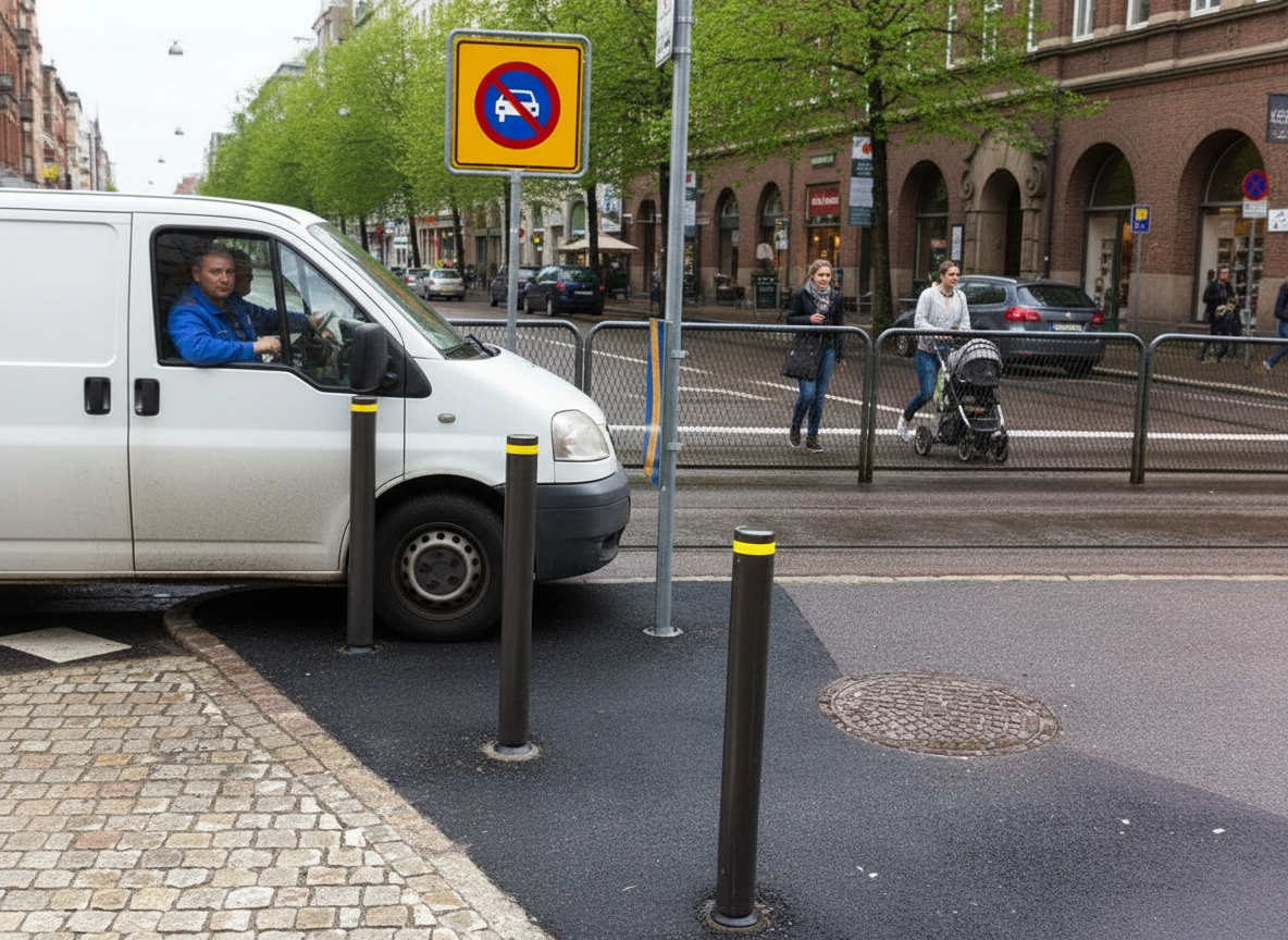 Premium Flexible Traffic Bollard Ø90 mm with Impact-Resistant Design and Reflective Band for Urban Safety