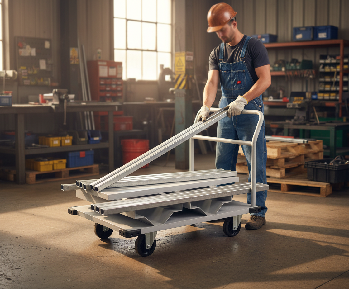 Premium Vertical Post Storage Cart for 12 Stanchions - Effortless Loading and Compact Design