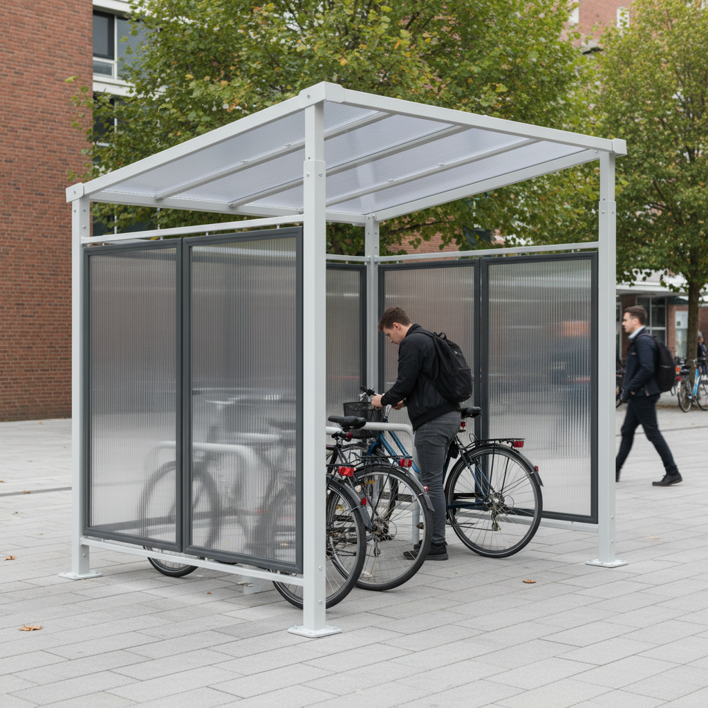 Premium Rear Cladding Panels for Milan Bike Shelter - Enhanced Protection from Elements - side view | Barriers Co