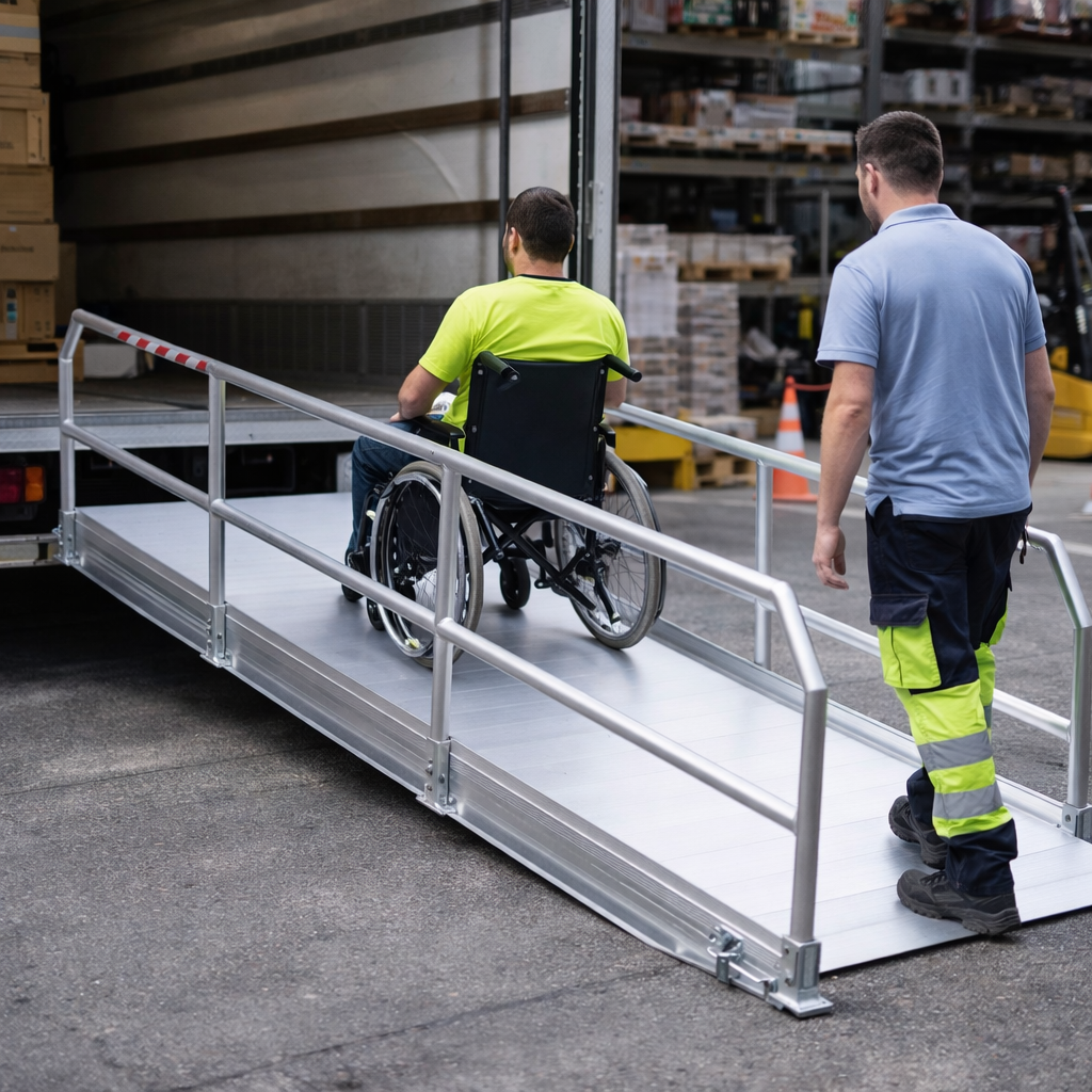 Vehicle Accessible Ramps – 3790mm Long, 1000mm Width – Handrails – Commercial