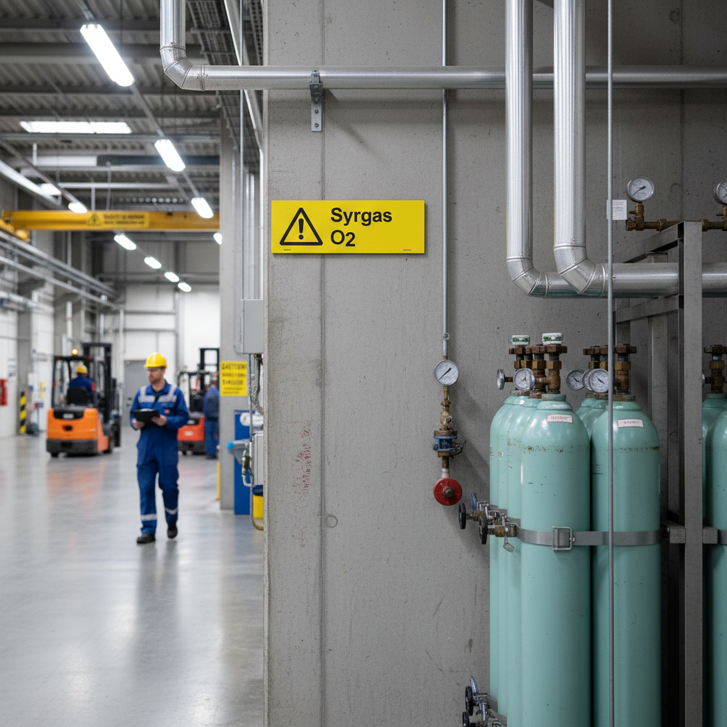 Premium Warning Sign for Oxygen Gas O2 - Durable PVC, Adhesive, and Magnetic Options Available