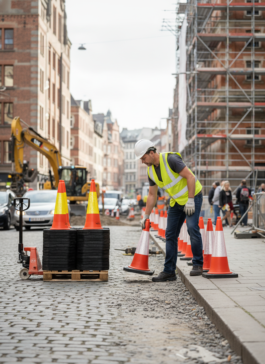 Premium Traffic Cone Package 100 cm with Integrated Rubber Base and Reflective Strip for Enhanced Visibility - 100-Pack