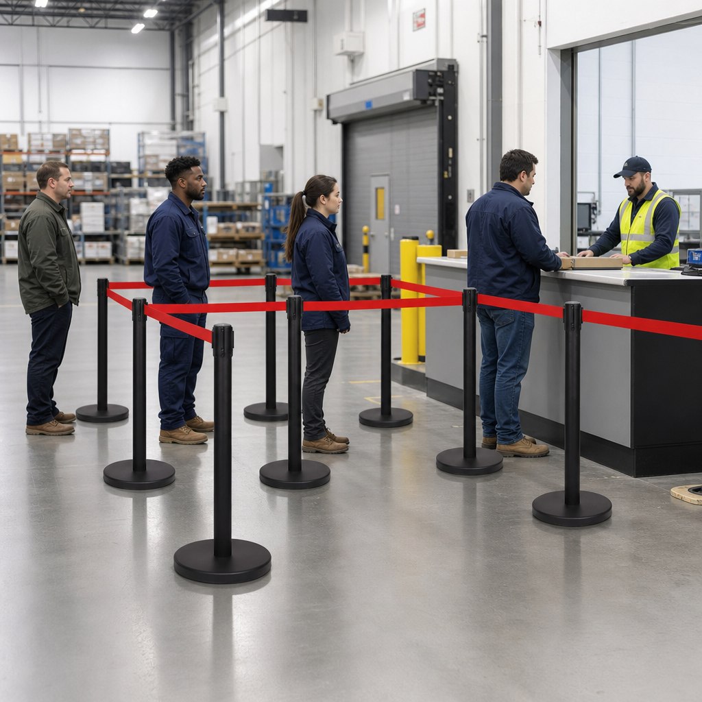 Belt Stanchion with 3m Red Belt for Event Management (Pack of 10)