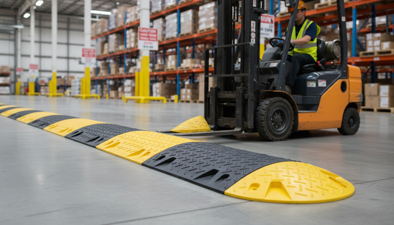 Premium Eco-Friendly Speed Bump with Reflective Lenses - Multiple Height Options for Effective Traffic Management